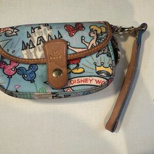 Dooney & Bourke Disney Blue and tan Wristlet